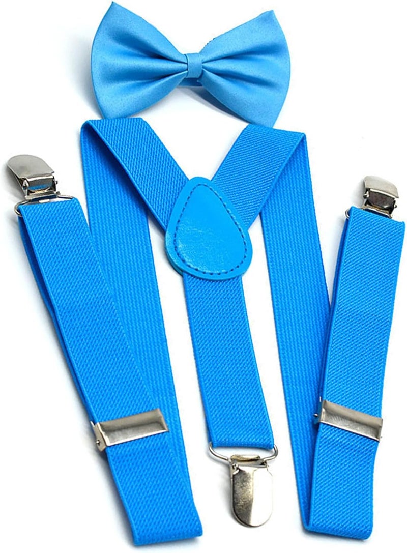 Vikodah Kids Suspenders Set for Boys Girls Toddlers Adjustable Elastic Belts with Bowtie Clips 2-10Y - Image 1